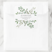 Minimalistisch blad | Retouradres Vierkante Sticker (Tas)