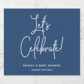 Minimalistisch blauw Baby shower van de marine Sparkling Wijnetiket (Enkel label)