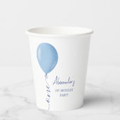 Minimalistisch Blauw Ballon Jongen 1e Verjaardag P Papieren Bekers (Voorkant)