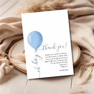 Minimalistisch blauw ballon Oh Boy Baby shower Bedankkaart