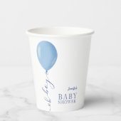 Minimalistisch blauw ballon Oh Boy Baby shower Papieren Bekers (Voorkant)