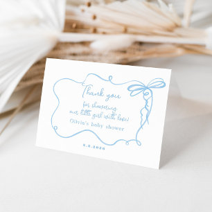 Minimalistisch blauw boog golvend baby shower dank bedankkaart