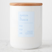 Minimalistisch blauw bruiloft kaars label voedselcontainer etiket (Voorkant)