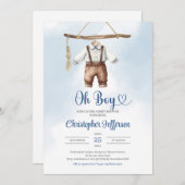 Minimalistisch blauw en bruin jongenskleding Baby Kaart (Voorkant / Achterkant)