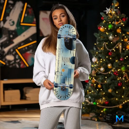 Minimalistisch blauw en geel Abstract geometrisch Skateboard