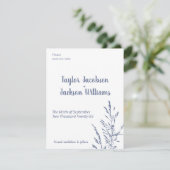 Minimalistisch blauw en wit bruiloft Save the Date (Staand voorkant)
