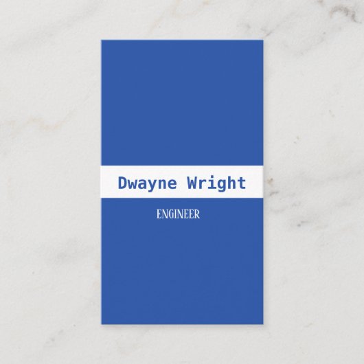 Minimalistisch blauw en wit visitekaartje (Voorkant)