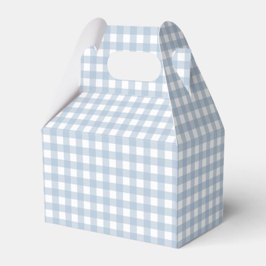 Minimalistisch blauw Gingham Pset Pattern Bedankdoosjes (Achterkant)