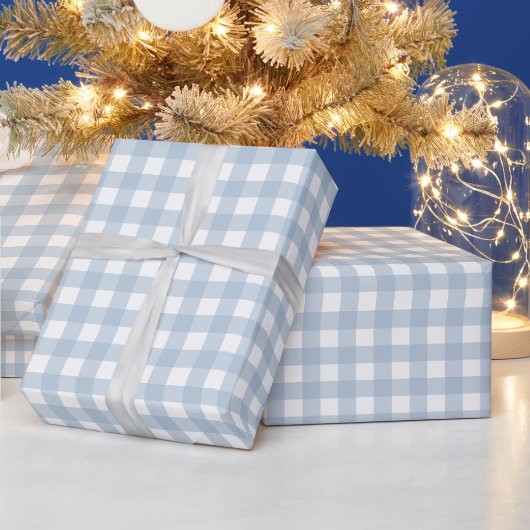Minimalistisch blauw Gingham Pset Pattern Cadeaupapier (Feestdagen)