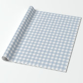 Minimalistisch blauw Gingham Pset Pattern Cadeaupapier (Uitgerold)