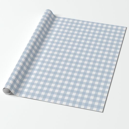 Minimalistisch blauw Gingham Pset Pattern Cadeaupapier (Uitgerold)