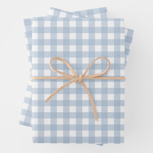 Minimalistisch blauw Gingham Pset Pattern Inpakpapier Vel (In situ)