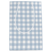 Minimalistisch blauw Gingham Pset Pattern Medium Cadeauzakje (Voorkant)