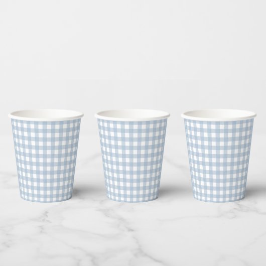 Minimalistisch blauw Gingham Pset Pattern Papieren Bekers (Multi)