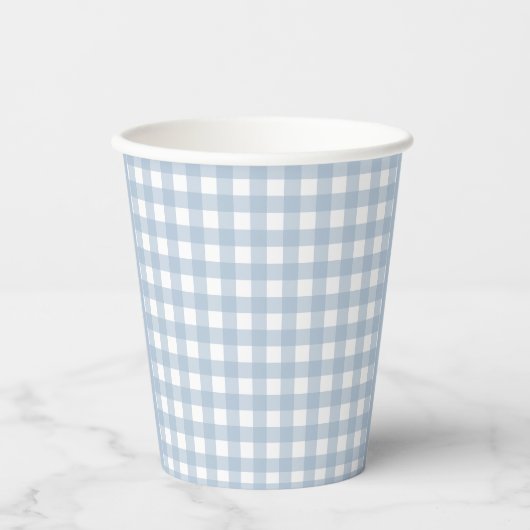 Minimalistisch blauw Gingham Pset Pattern Papieren Bekers (Voorkant)