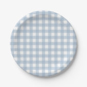 Minimalistisch blauw Gingham Pset Pattern Papieren Bordje (Voorkant)