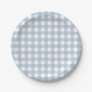 Minimalistisch blauw Gingham Pset Pattern Papieren Bordje