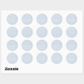 Minimalistisch blauw Gingham Pset Pattern Ronde Sticker (Vel)