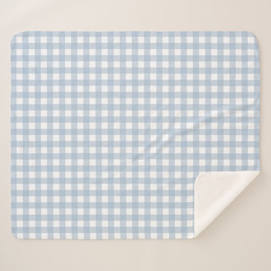 Minimalistisch blauw Gingham Pset Pattern Sherpa Deken (Voorkant (horizontaal))