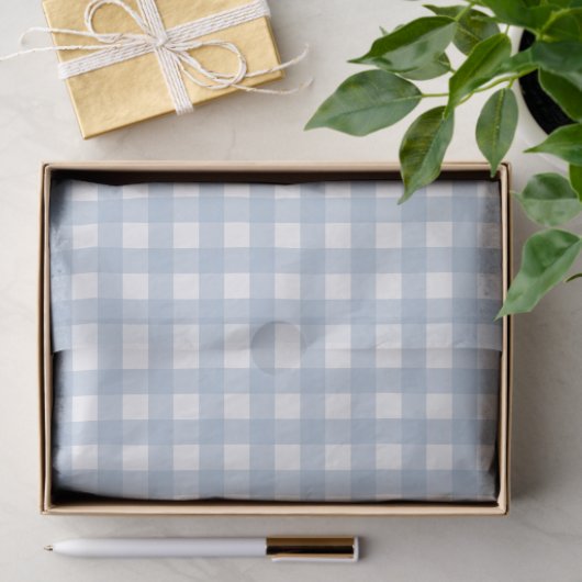 Minimalistisch blauw Gingham Pset Pattern Tissuepapier (Geschenk)