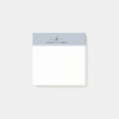 Minimalistisch blauw-grijs modern monogram post-it® notes (Voorkant)