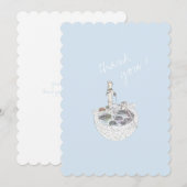 Minimalistisch blauw handgetekend Dank u Briefkaar Kaart (Voorkant / Achterkant)