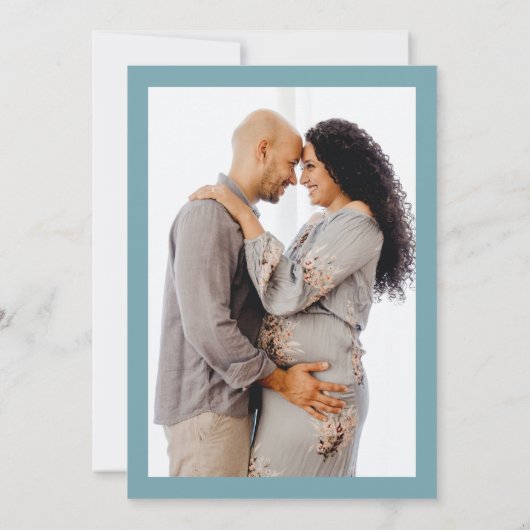 Minimalistisch blauw klein menselijk Shindig Baby Kaart (Achterkant)