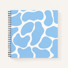Minimalistisch blauw Koe afdrukken Notitieboek