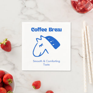 Minimalistisch Blauw Koffie Logo Servet