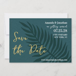 Minimalistisch blauw lef-lef-huwelijk bewaart de d save the date
