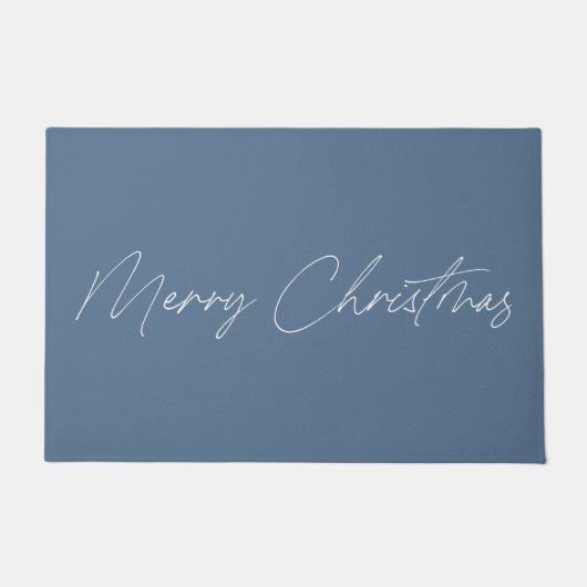 Minimalistisch blauw Modern Calligrafie Kerst Deurmat (Voorkant)