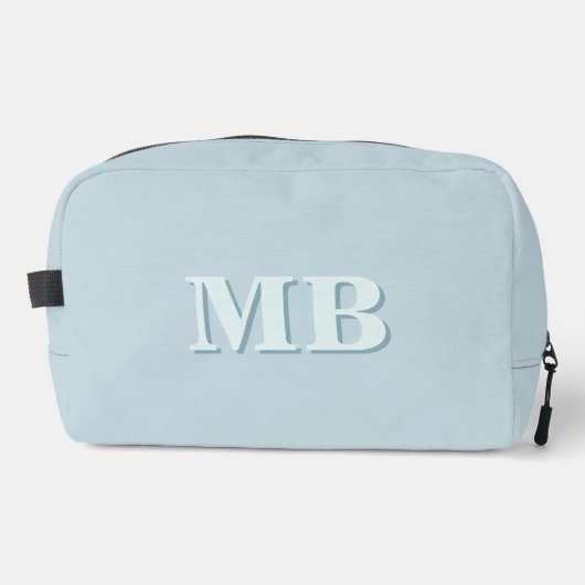 Minimalistisch Blauw Modern Initiaal Monogram Toilettasje (Voorkant)