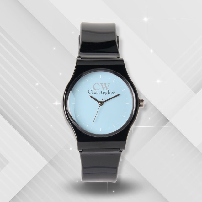 Minimalistisch blauw monogram horloge (Creator heeft geüpload)
