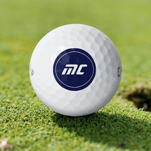 Minimalistisch blauw monogram Moderne naam golfbal Golfballen
