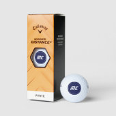 Minimalistisch blauw monogram Moderne naam golfbal Golfballen (Verpakking)