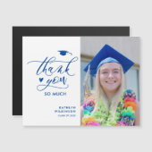 Minimalistisch blauw script foto-Afstuderen Hartel (Voorkant / Achterkant)