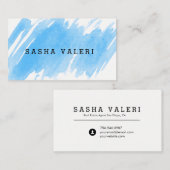 Minimalistisch blauw Waterverf Visitekaartje (Voorkant / Achterkant)