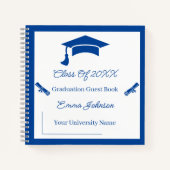 Minimalistisch blauw-wit Afstuderen  Notitieboek (Voorkant)