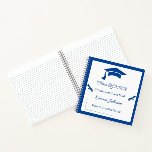 Minimalistisch blauw-wit Afstuderen  Notitieboek (Binnen)