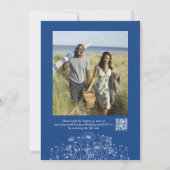 Minimalistisch Blauw Wit Bloemen Foto QR Code Brui Kaart (Achterkant)