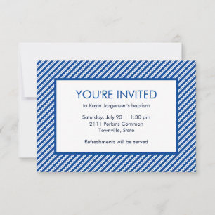 Minimalistisch blauw-wit diagonale streep doop kaart
