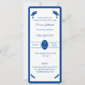 Minimalistisch blauw-wit gepersonaliseerd Afstuder Kaart (Voorkant)