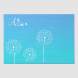 Minimalistisch Blauw Wit Paardebloem Naam Schattig Tissuepapier