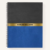 Minimalistisch blauw & zwart  kunstleer notitieboek (Voorkant)