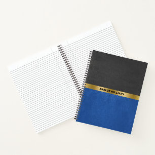 Minimalistisch blauw & zwart  kunstleer notitieboek