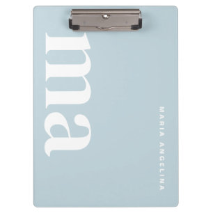 Minimalistisch Blauwe School Monogram Klembord