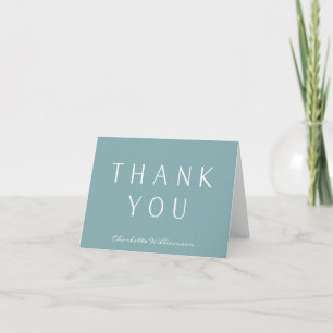 Minimalistisch Blauwgroen blauw gepersonaliseerd Bedankkaart