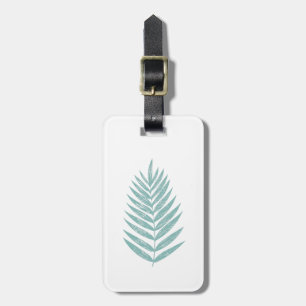 Minimalistisch Blauwgroen blauw palmrond Bagagelabel