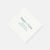 Minimalistisch Blauwgroen Paar Namen en Datum Brui Servet (Hoek)