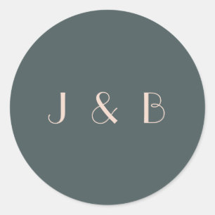 Minimalistisch Blauwgroen zwart-wit kunstschildpad Ronde Sticker